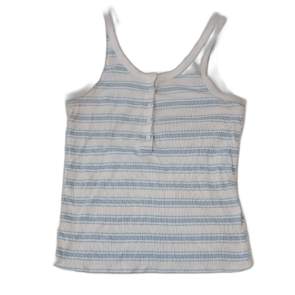 A.N.A. Striped Tank Top Blue White Size M Y2K